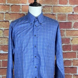 Burberry London Long Sleeve Button Down‎ Shirt Men's Size Large Blue Plaid